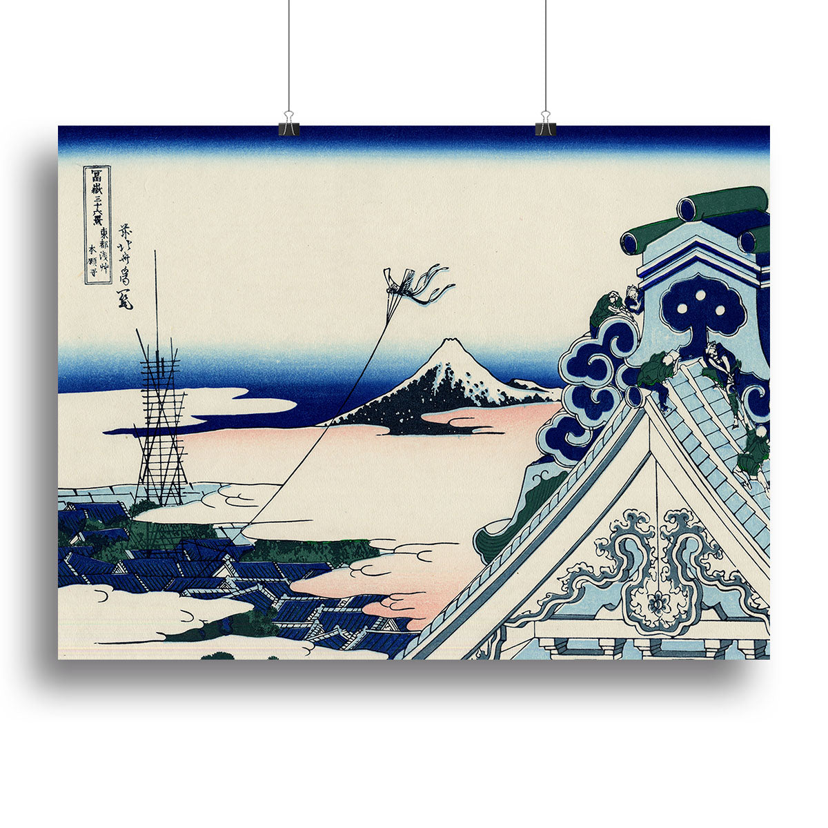 Asakusa Honganji temple by Hokusai Poster - Unframed