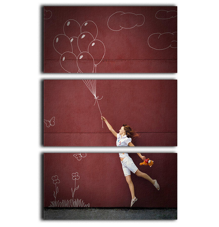 Balloon Girl in real life 3 Split Panel Canvas Print - 1x - 1