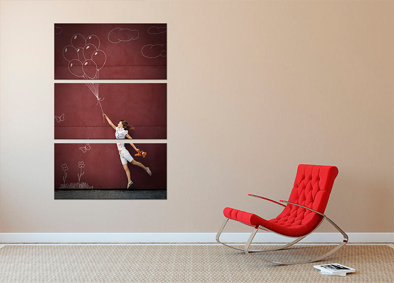 Balloon Girl in real life 3 Split Panel Canvas Print - 1x - 2
