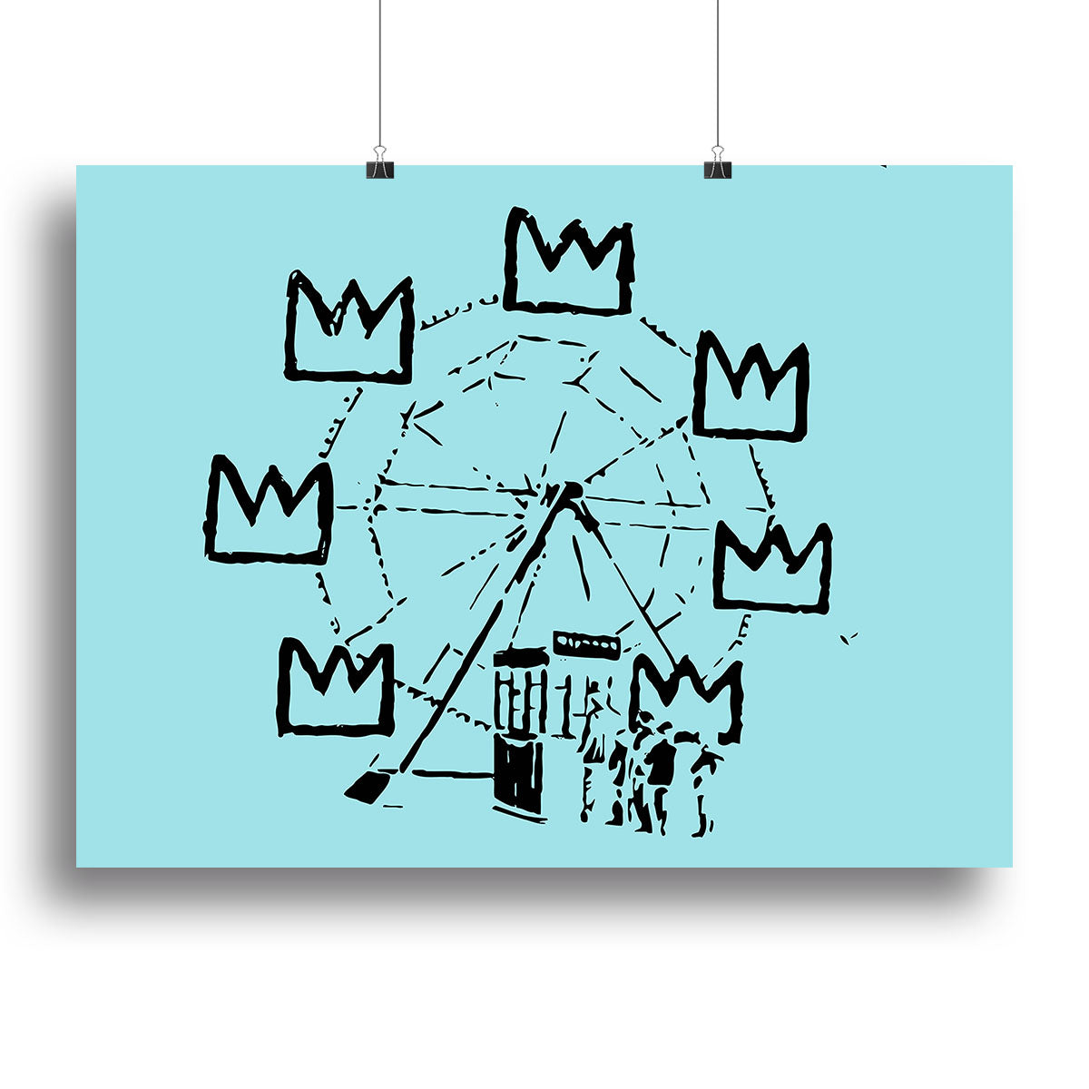 Banksy Basquiat Ferris Wheel Light Blue Poster - Unframed