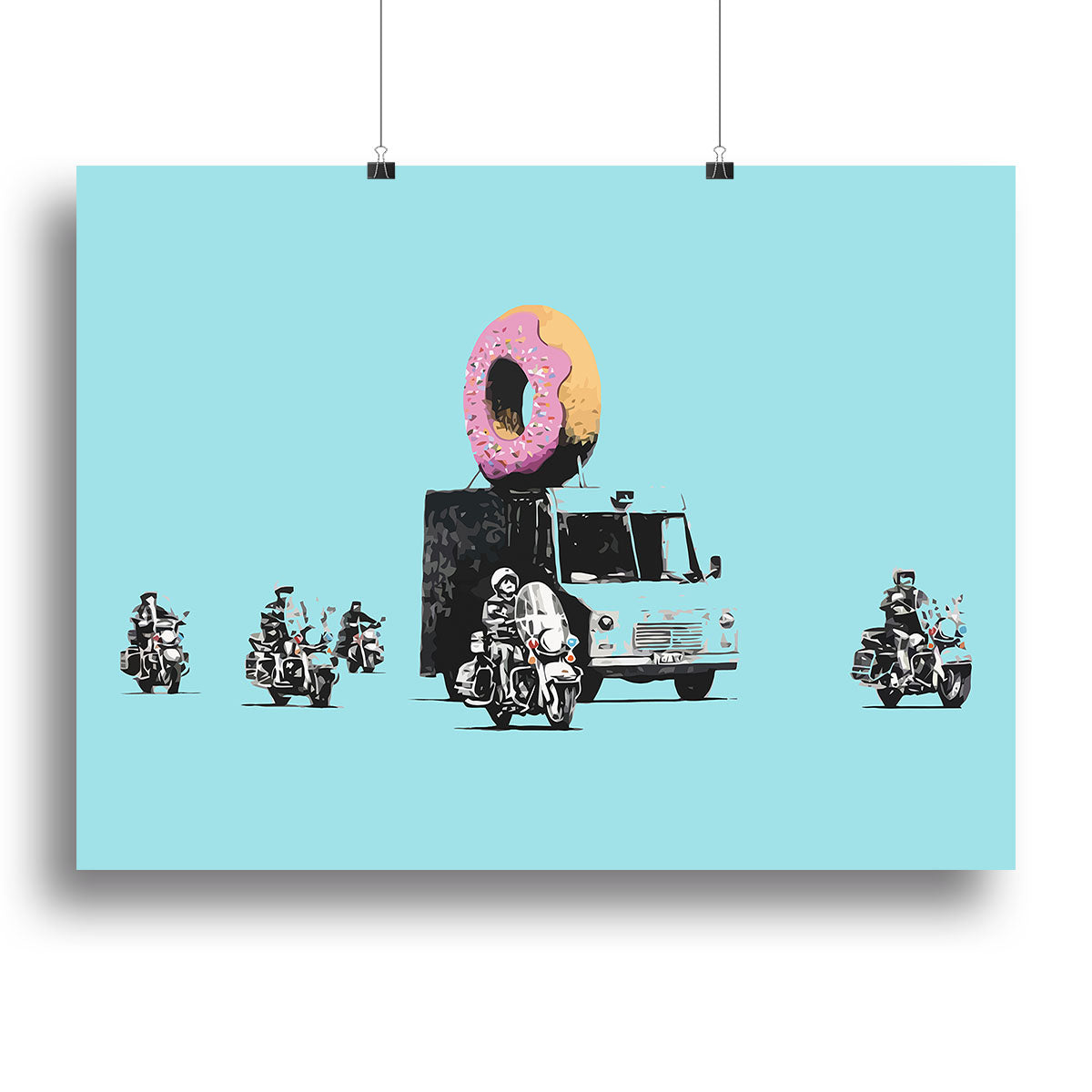 Banksy Doughnut Police Light Blue Poster - Unframed