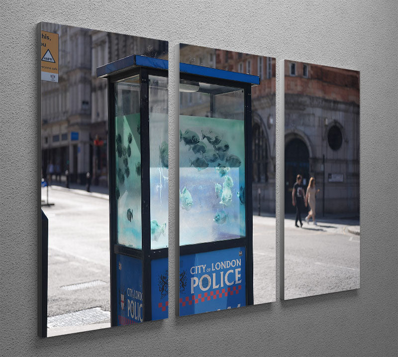 Banksy Fish Police Box 3 Split Panel Canvas Print - Canvas Art Rocks - 2