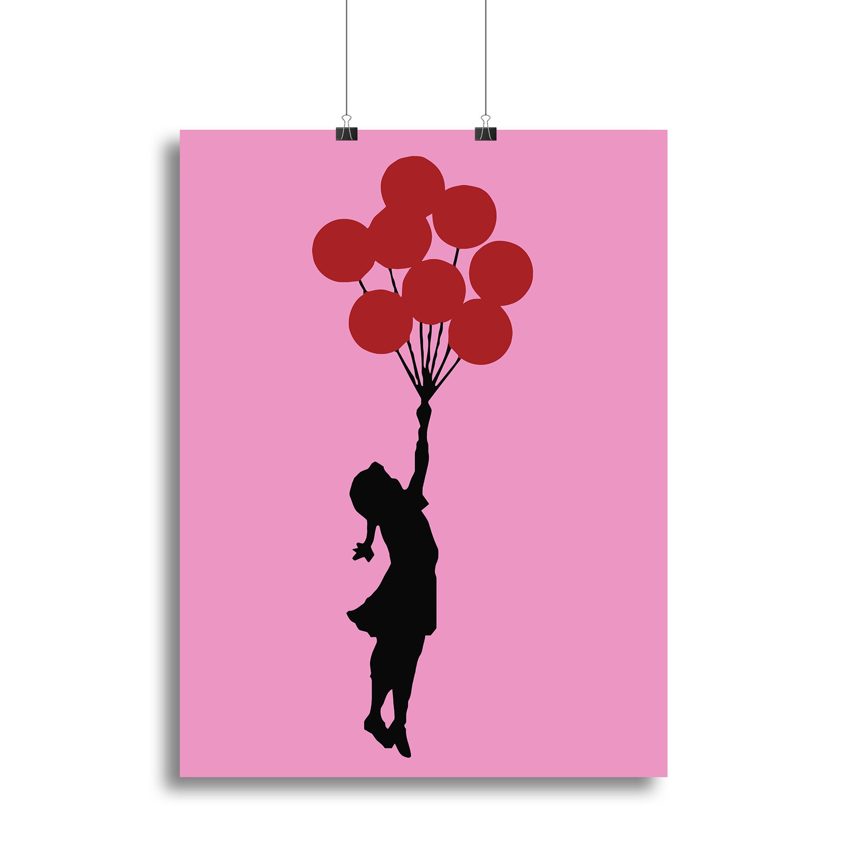 Banksy Flying Balloon Girl Pink Poster - Unframed