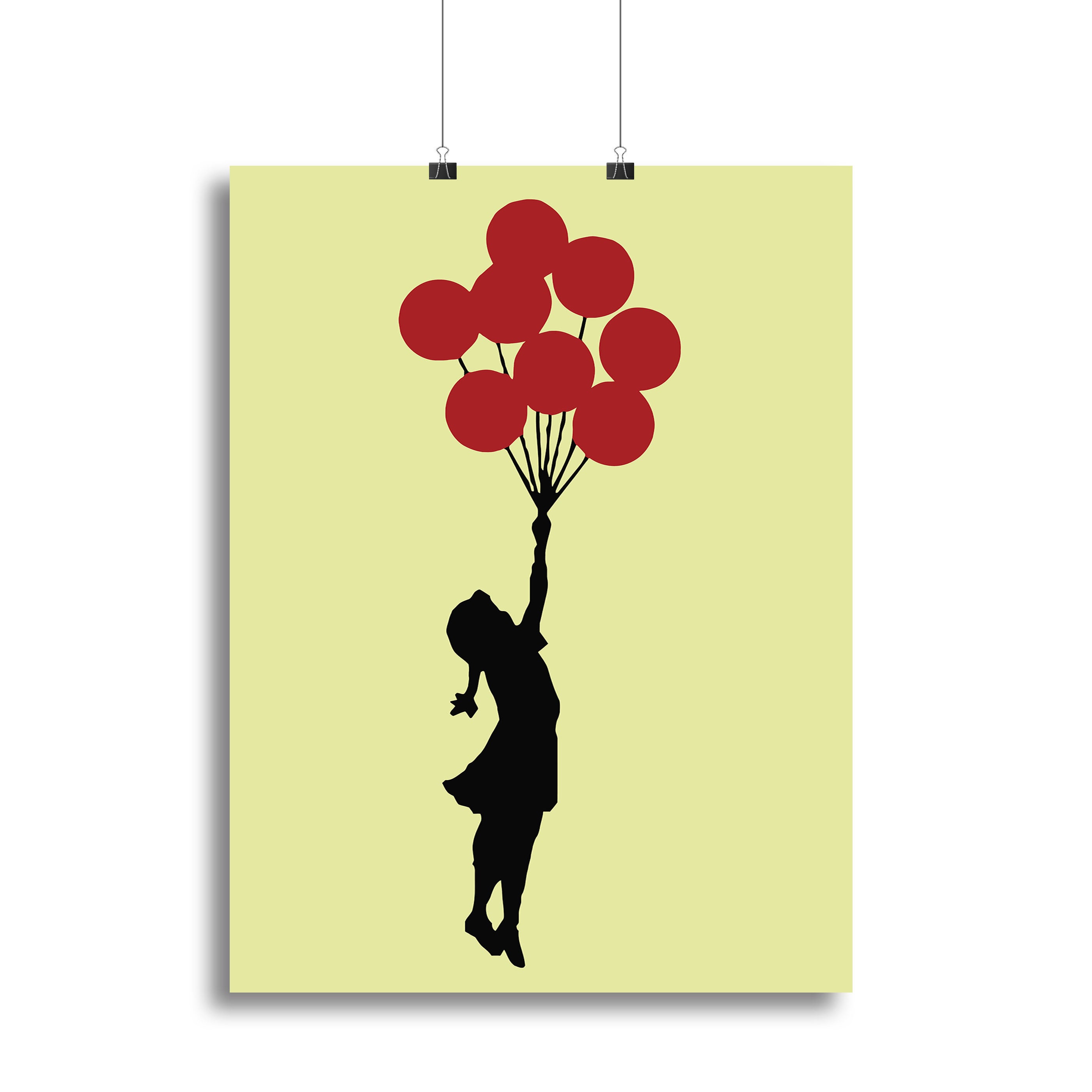 Banksy Flying Balloon Girl Yellow Poster - Unframed