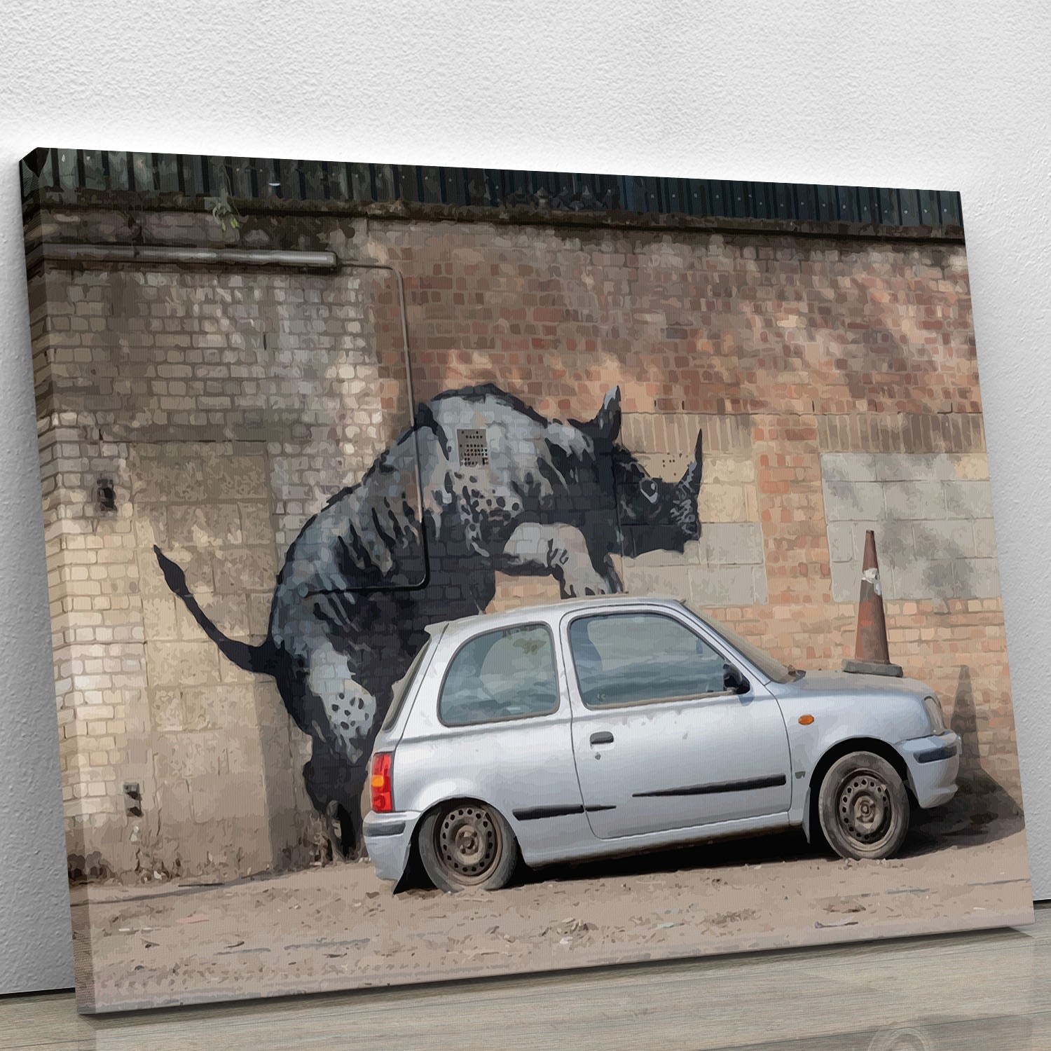 Banksy Rhino In Charlton Canvas Print or Poster - Canvas Art Rocks - 1