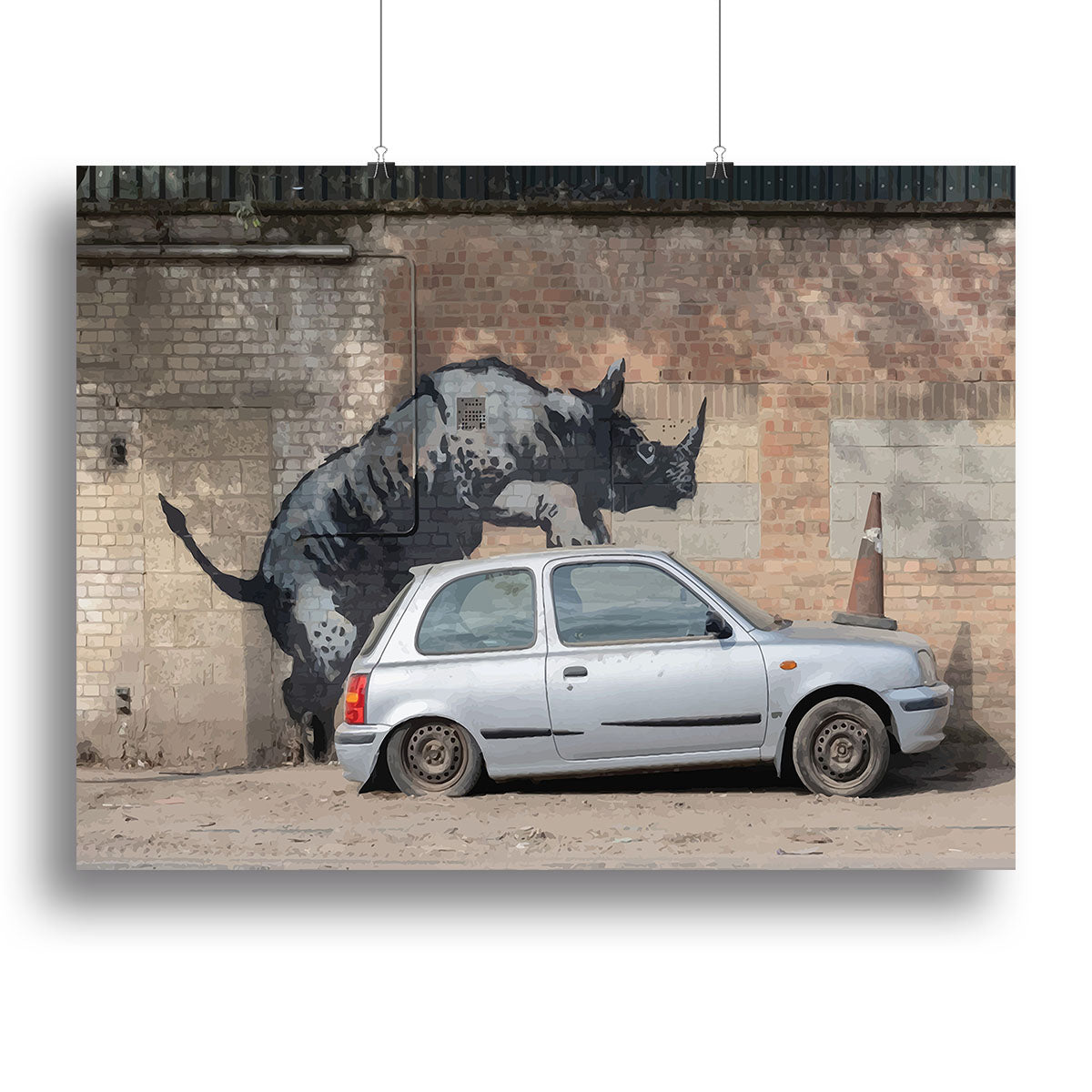 Banksy Rhino In Charlton Canvas Print or Poster - Canvas Art Rocks - 2
