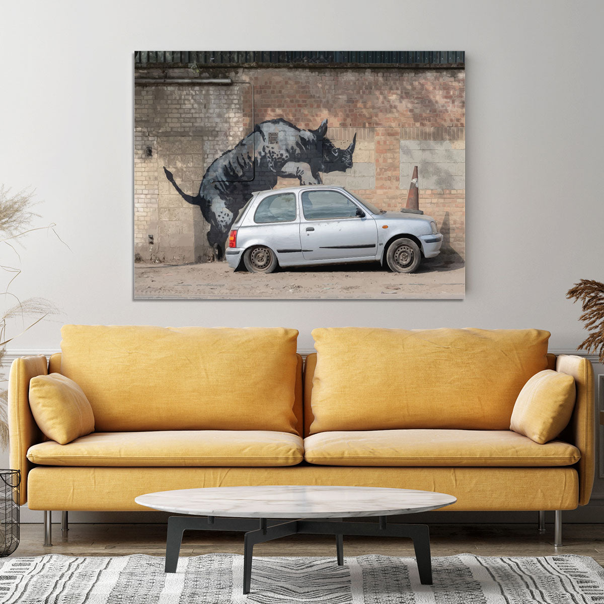 Banksy Rhino In Charlton Canvas Print or Poster - Canvas Art Rocks - 4