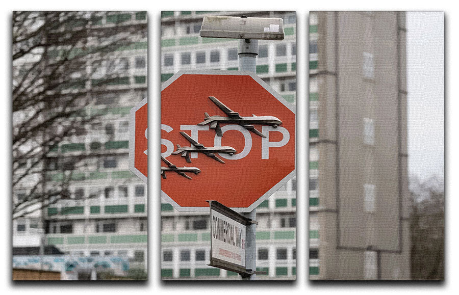Banksy Stop Sign End War 3 Split Panel Canvas Print
