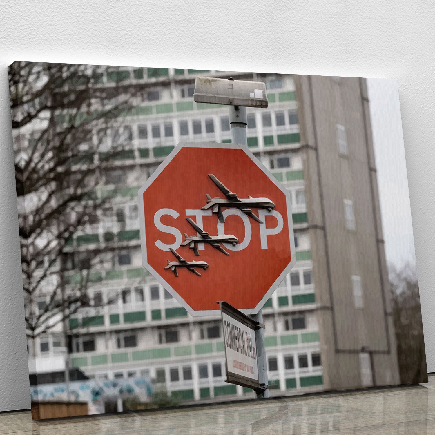 Banksy Stop Sign End War Canvas Print or Poster