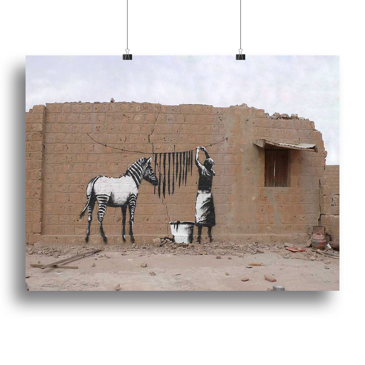 Banksy Washing Zebra Stripes Poster - Unframed