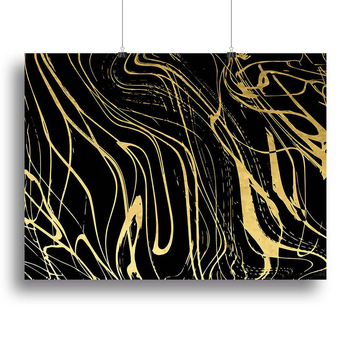 Black and Gold Swirled Abstract Poster - Unframed