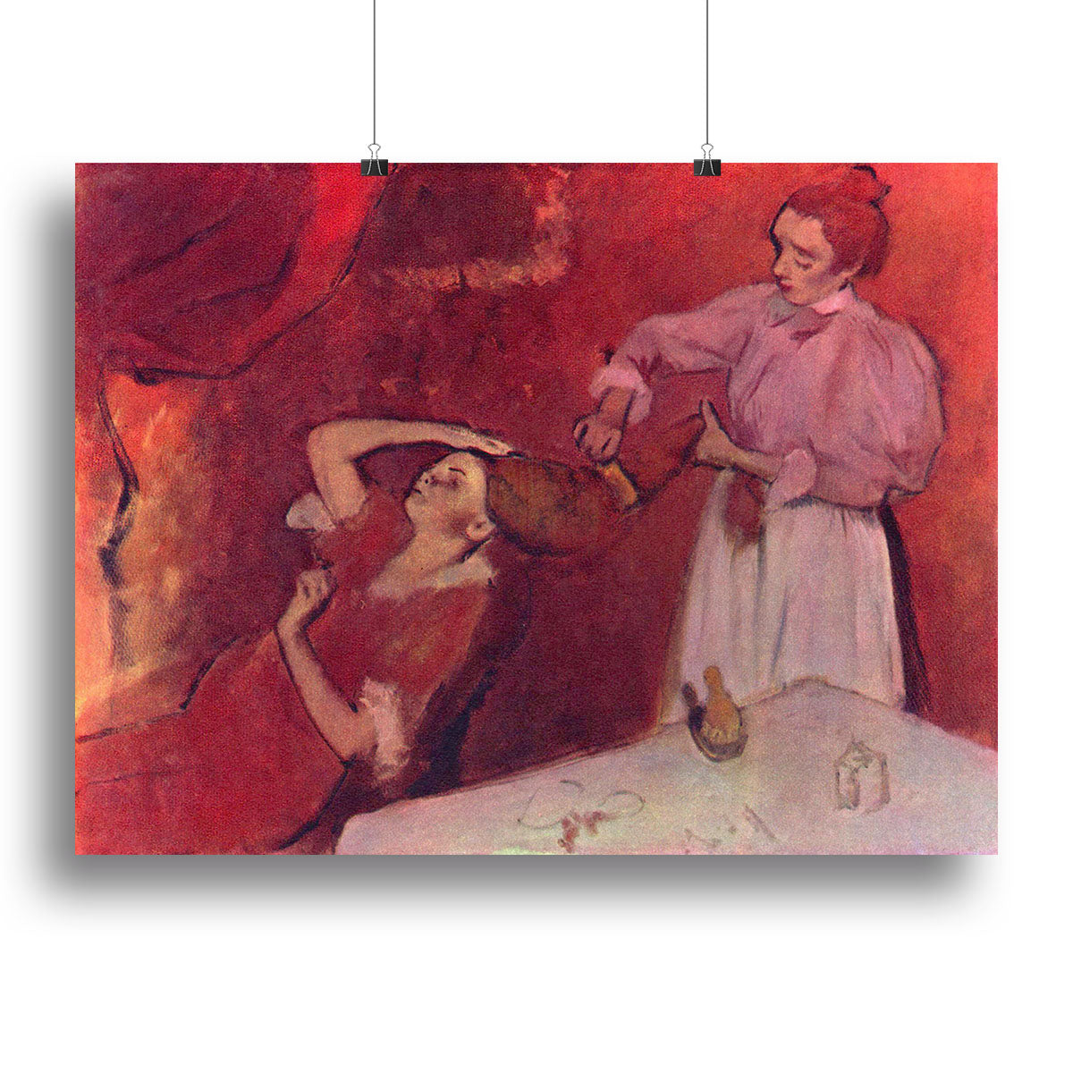 Combing hair by Degas Poster - Unframed