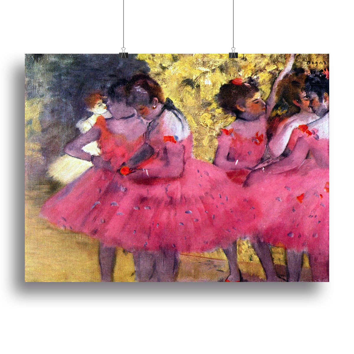 Dancers in pink between the scenes by Degas Poster - Unframed