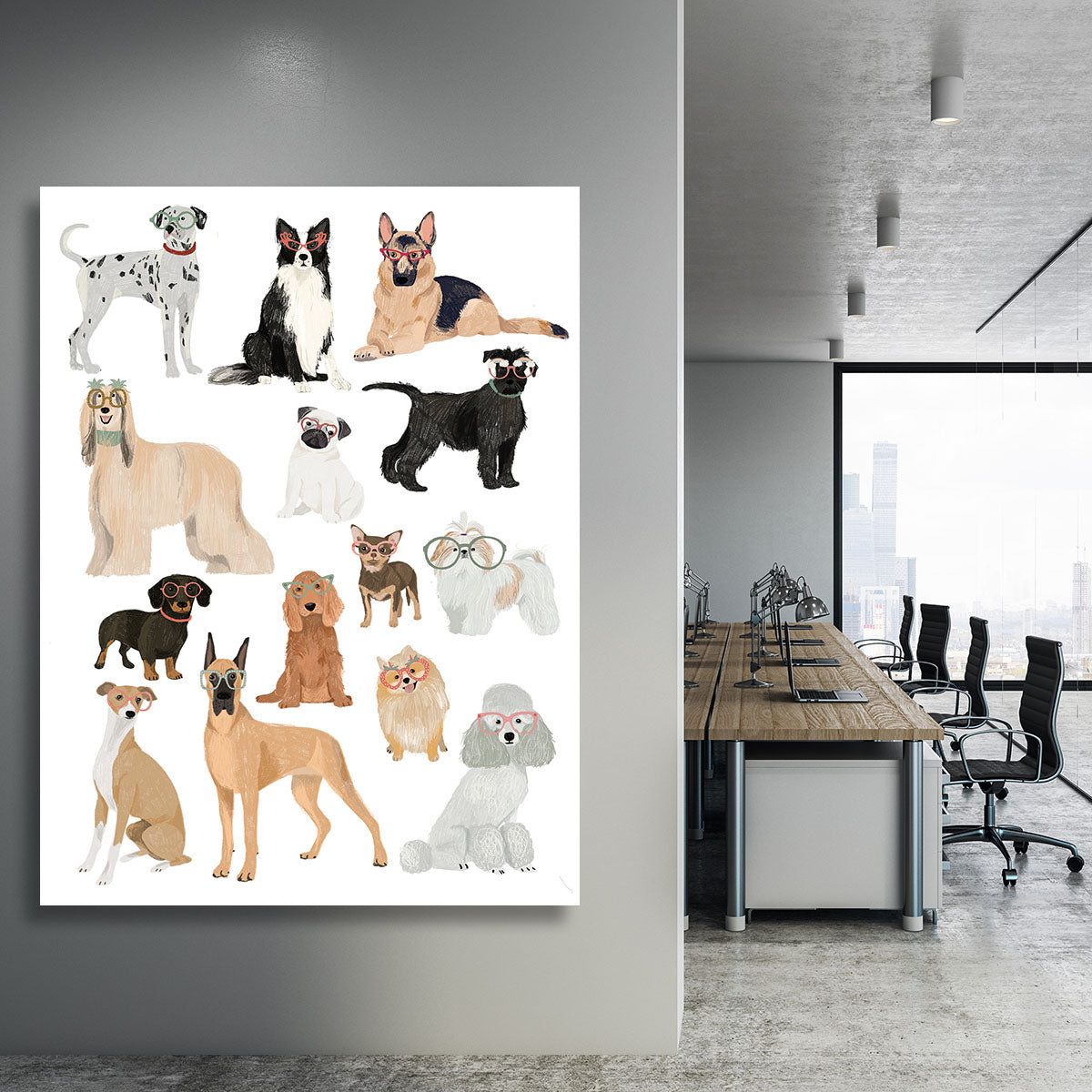Dogs in glasses Print Canvas Print or Poster - 1x - 3