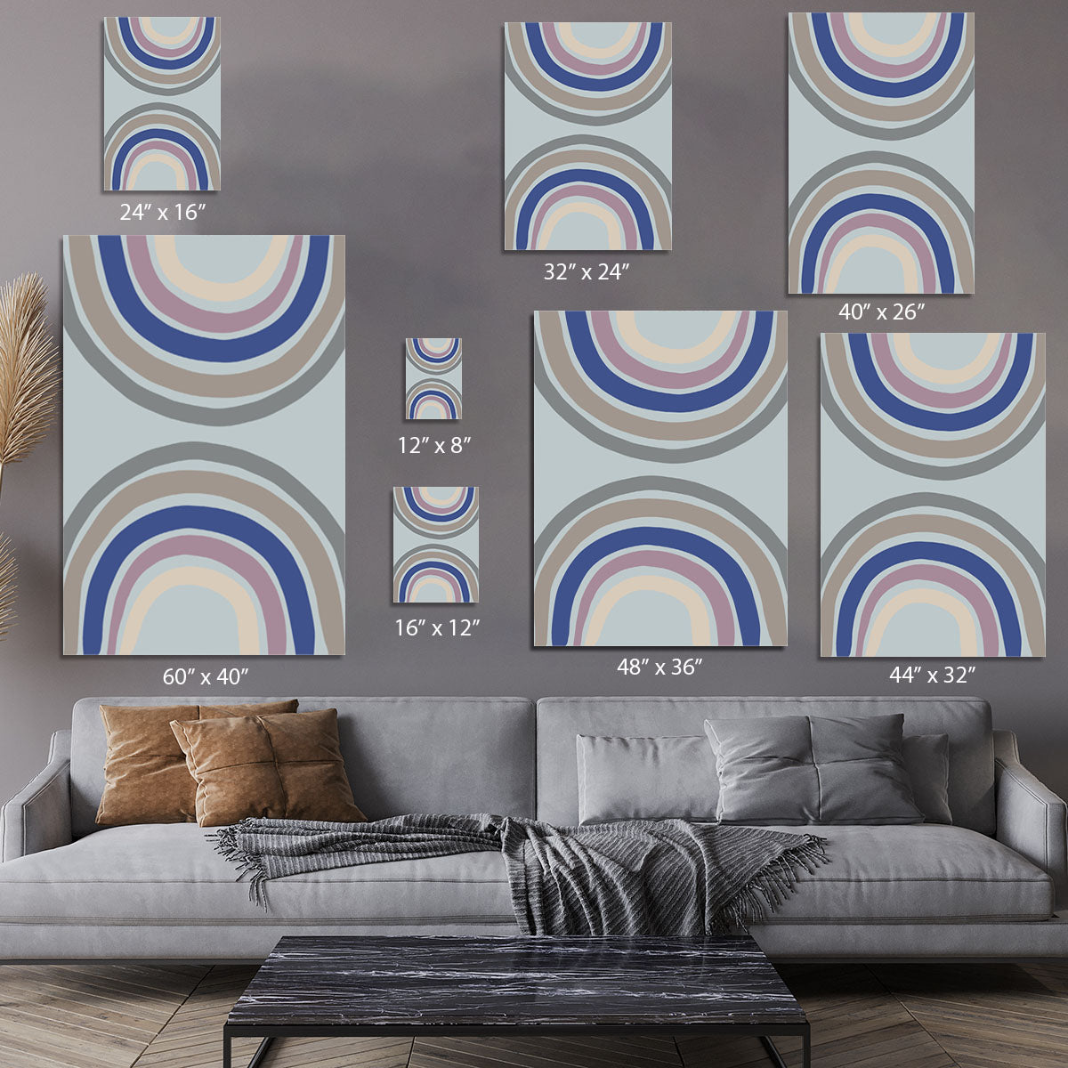 Double Rainbow Blue Canvas Print or Poster - 1x - 7