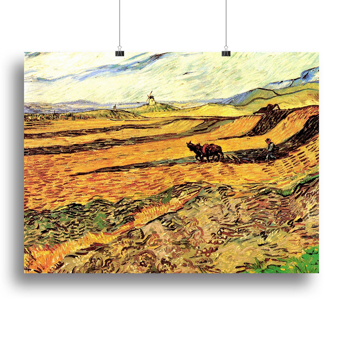 Field with Ploughman and Mill by Van Gogh Poster - Unframed