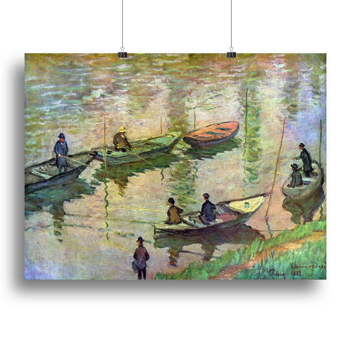 Fishermen on the Seine at Poissy by Monet Poster - Unframed