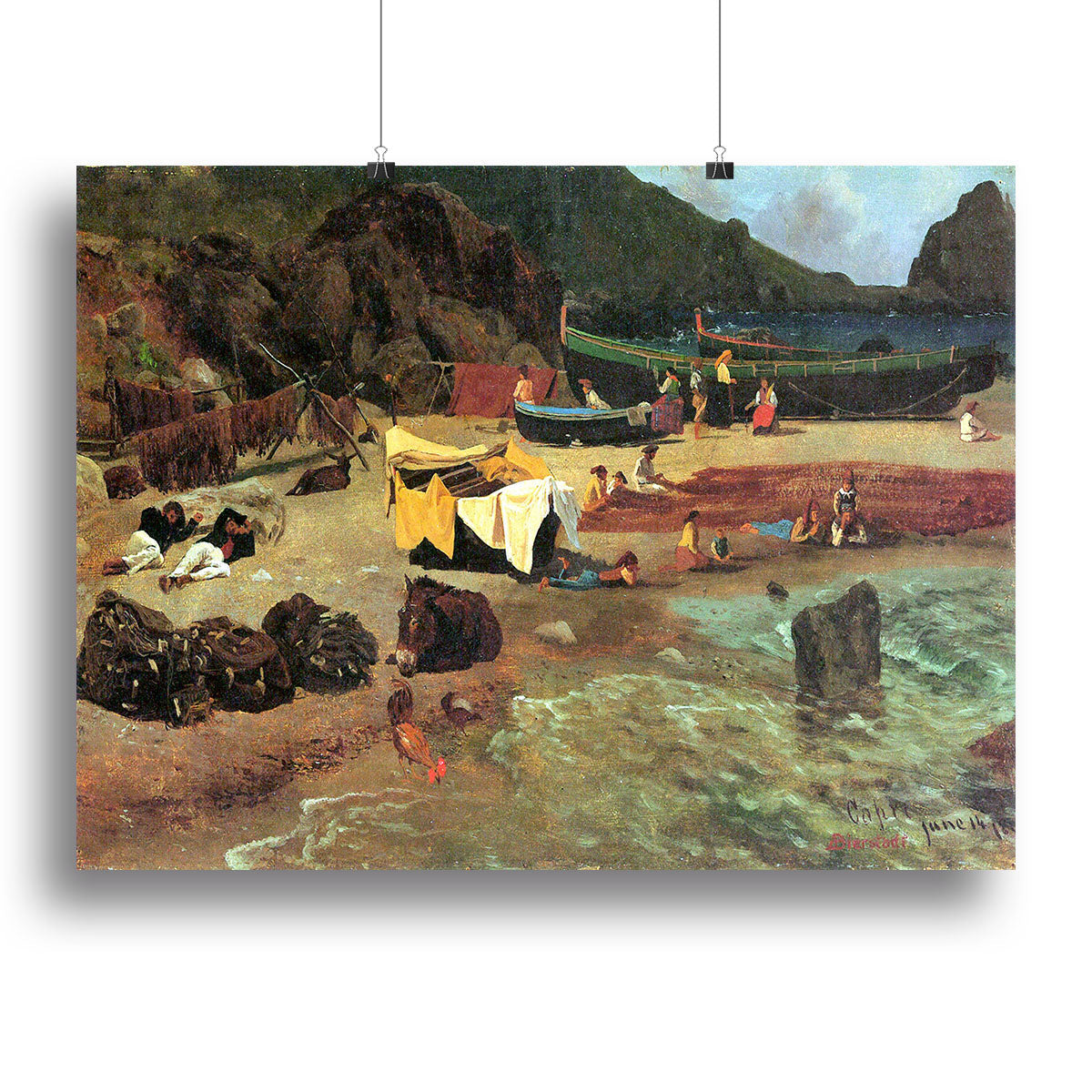 Fishing Boats on Capri by Bierstadt Poster - Unframed