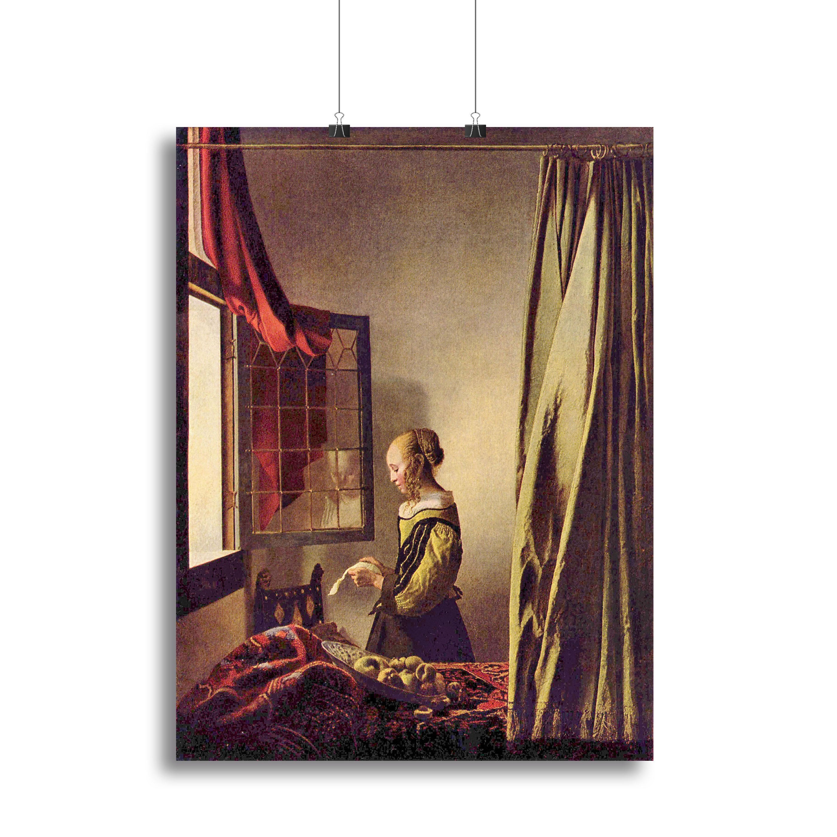 Girls at the open window by Vermeer Poster - Unframed