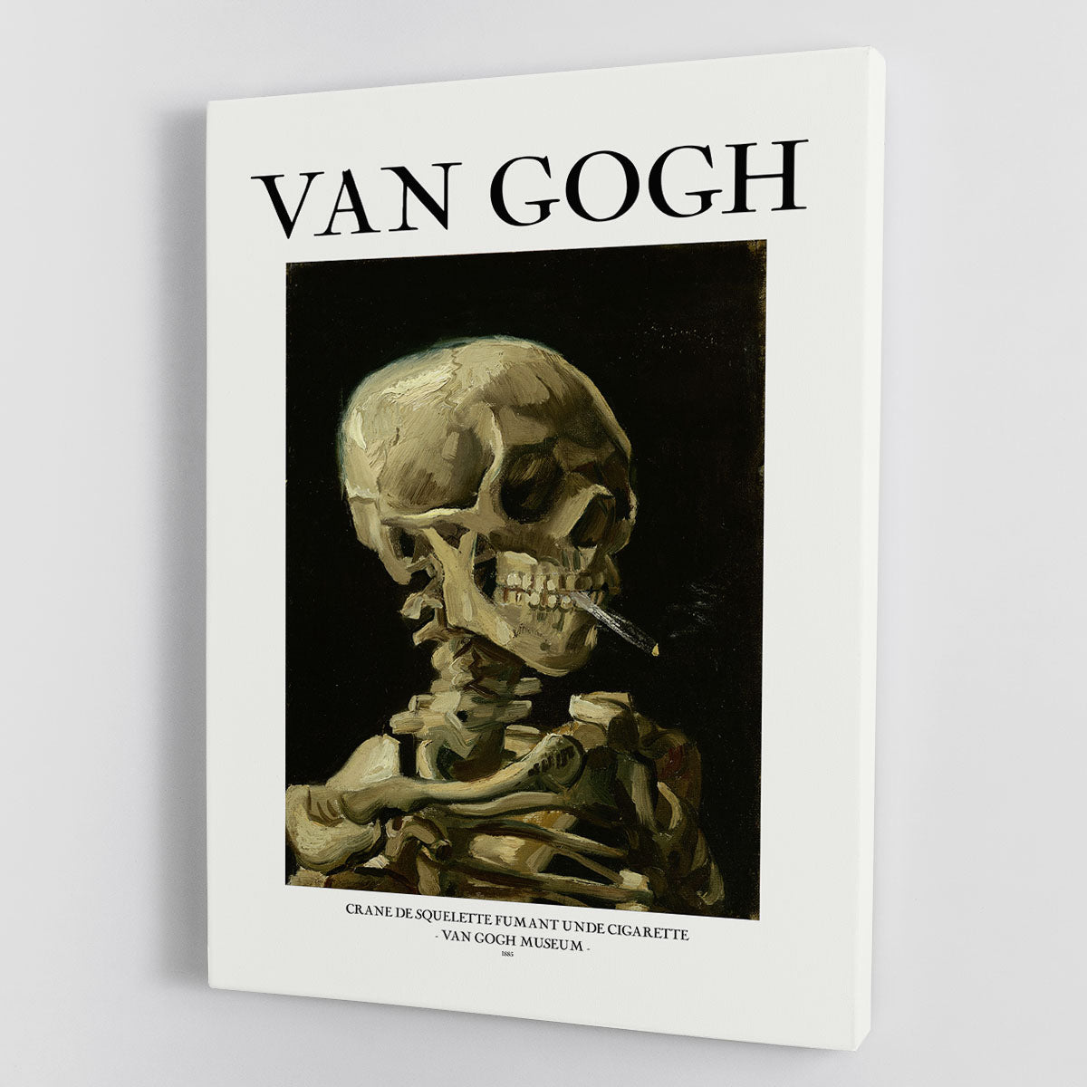 Head of a skeleton with a burning cigarette Titled Canvas Print or Poster - Canvas Art Rocks - 1