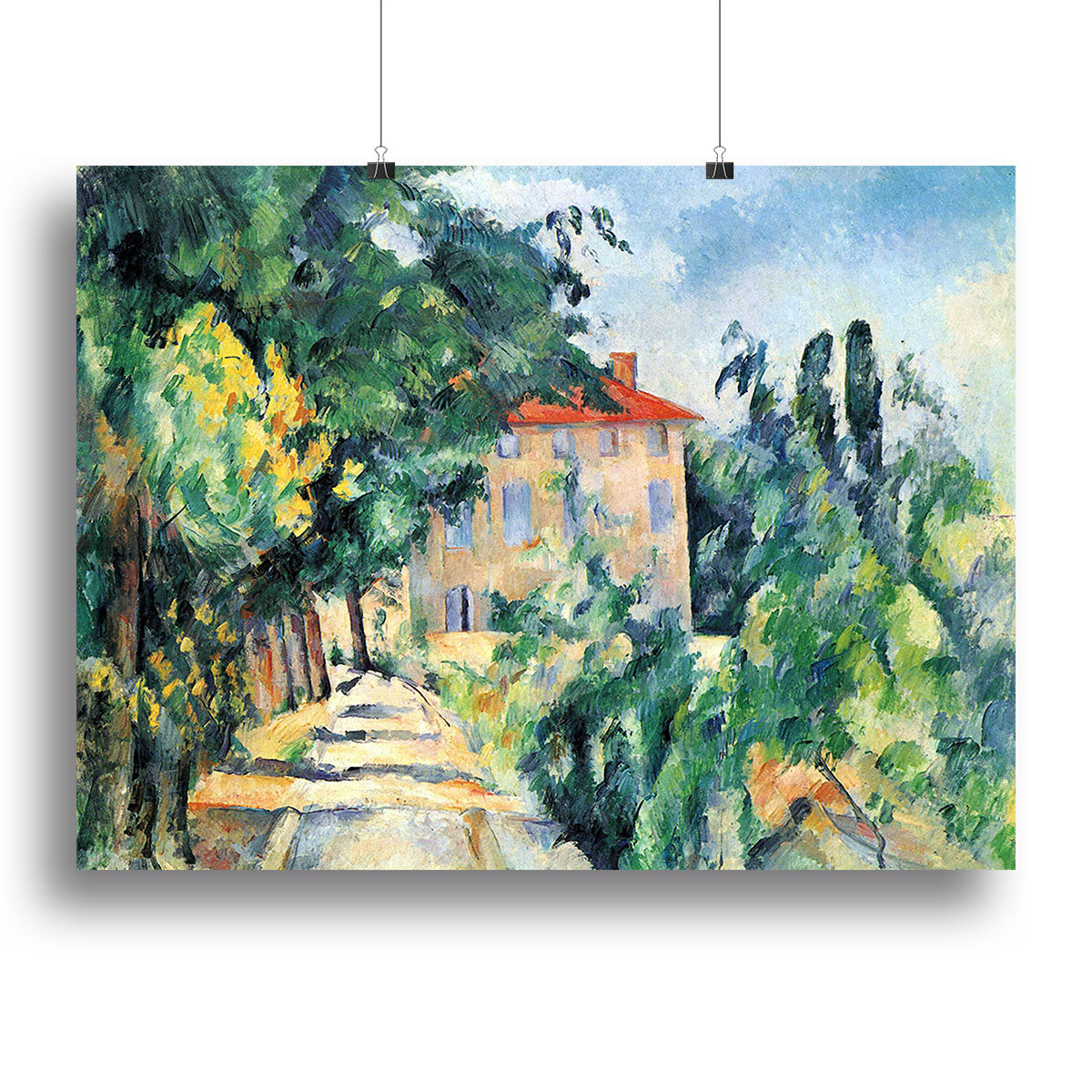 House with Red Roof by Cezanne Poster - Unframed