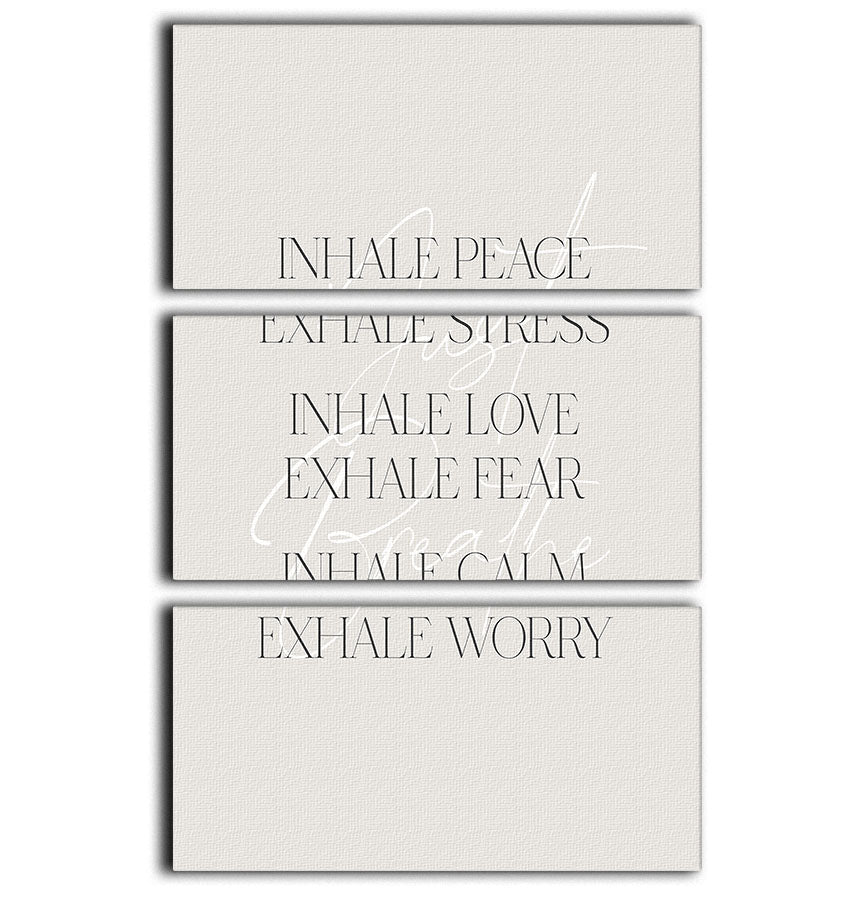 Inhale Peace Exhale Stress 3 Split Panel Canvas Print - Canvas Art Rocks - 1