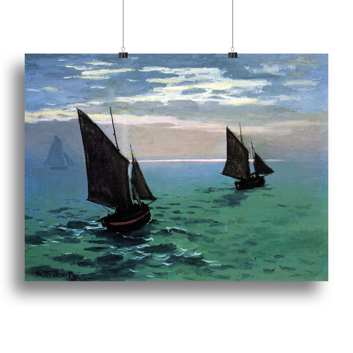 Le Havre exit the fishing boats from the port by Monet Poster - Unframed
