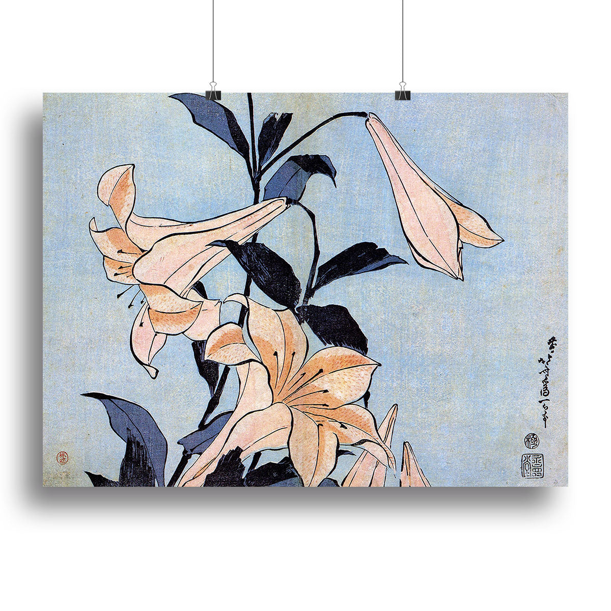 Lilies by Hokusai Poster - Unframed