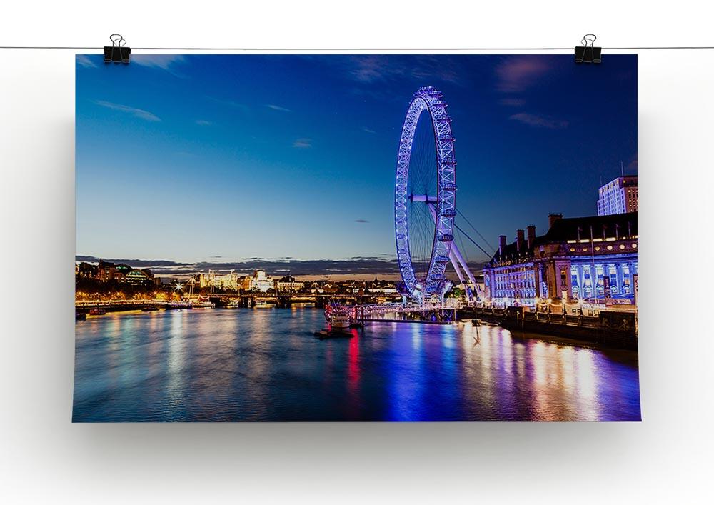 London Eye and London Cityscape in the Night Poster - Unframed
