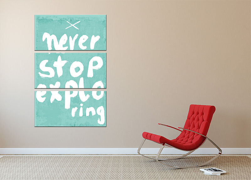 Never Stop Exploring 3 Split Panel Canvas Print - 1x - 2