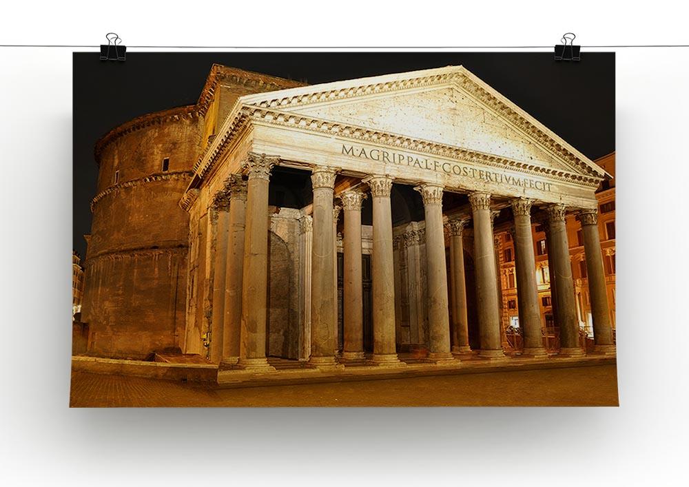 Night view of Pantheon Rome Poster - Unframed