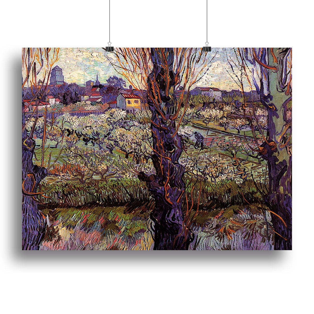 Orchard in Blossom with View of Arles by Van Gogh Poster - Unframed