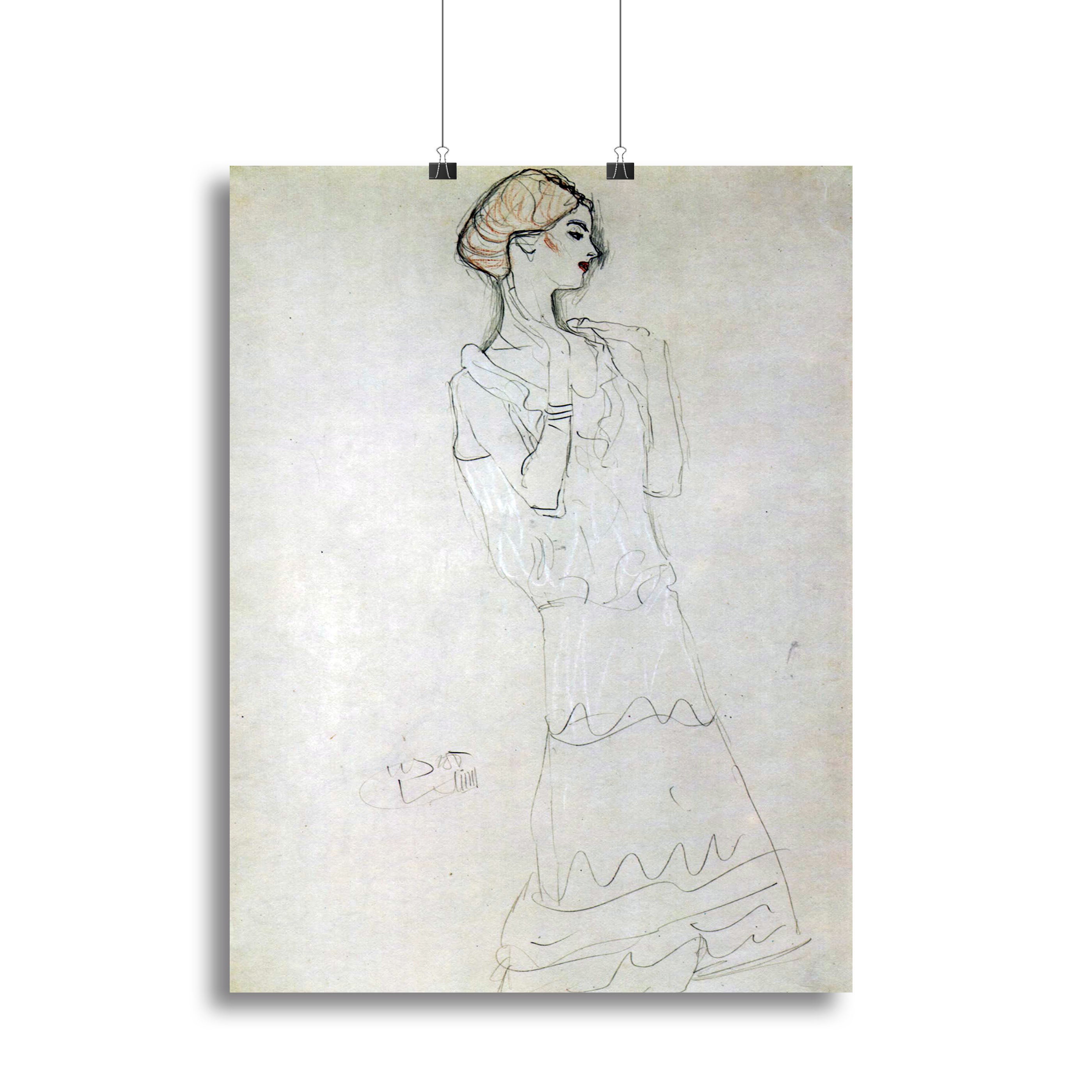 Profile standing female figure with raised arms by Klimt Poster - Unframed