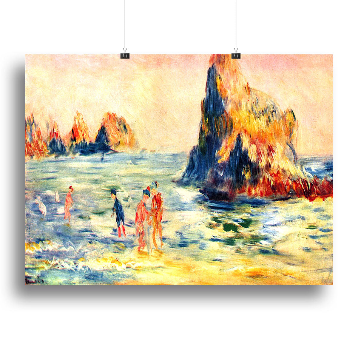 Rock cliffs in Guernsey by Renoir Poster - Unframed