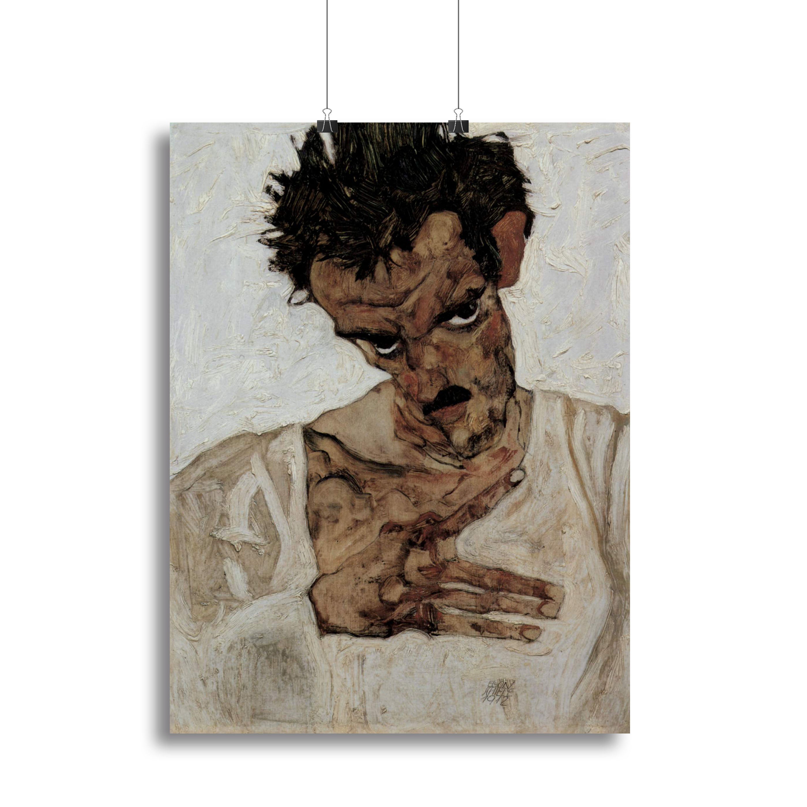 Self-portrait with lowered head by Egon Schiele Poster - Unframed