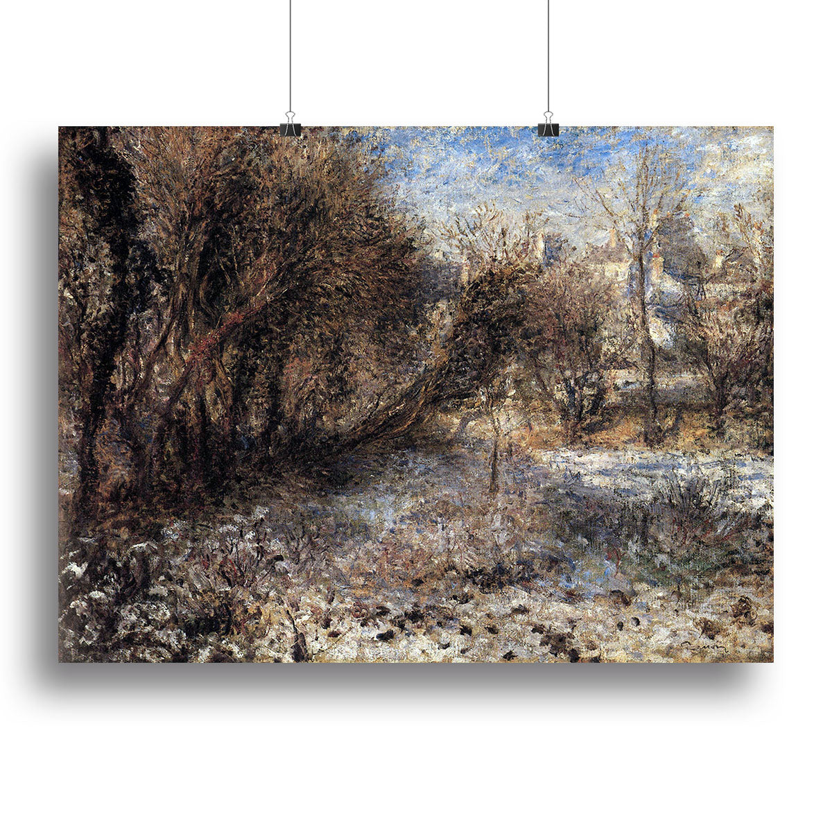 Snowy landscape by Renoir Poster - Unframed