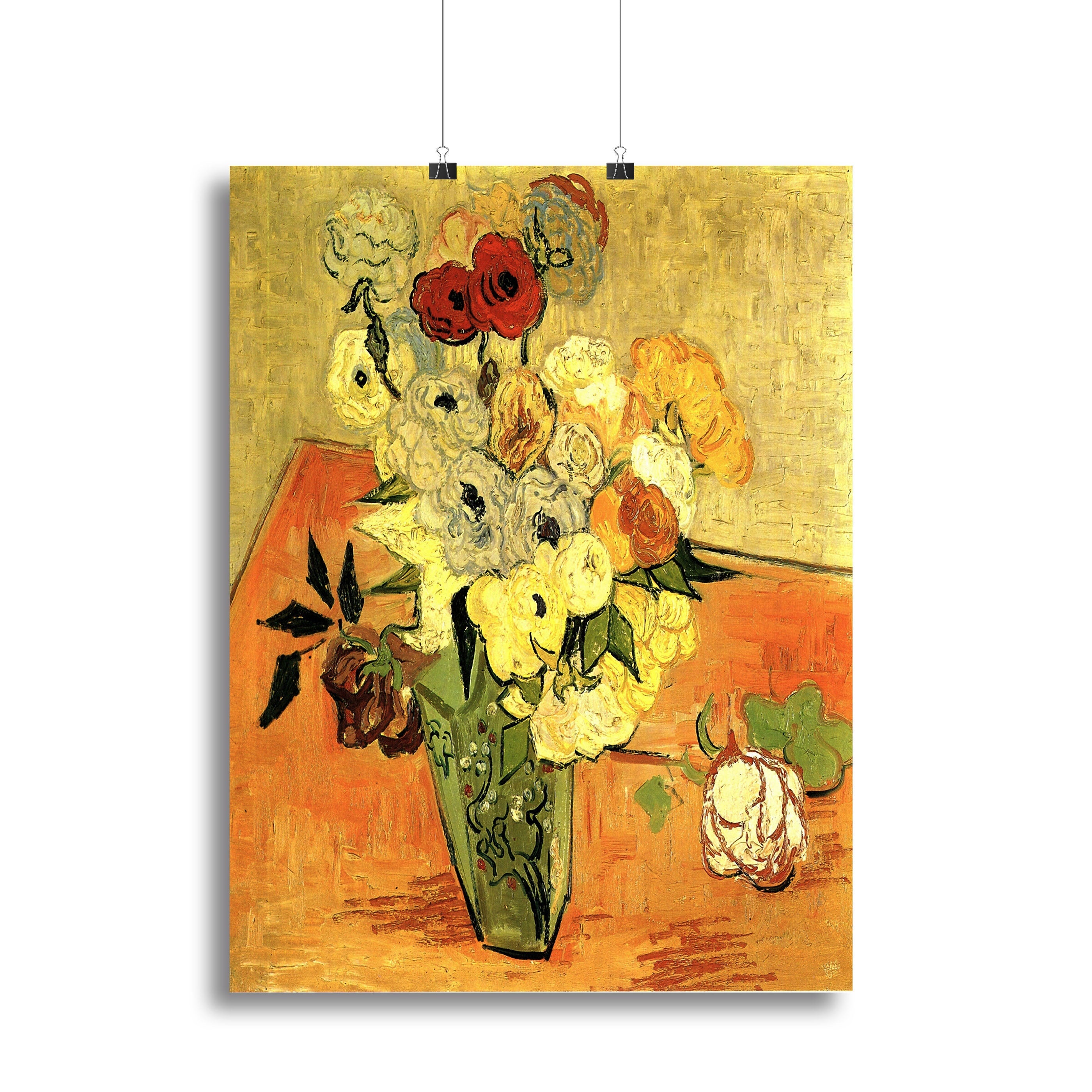 Still Life Japanese Vase with Roses and Anemones by Van Gogh Poster - Unframed