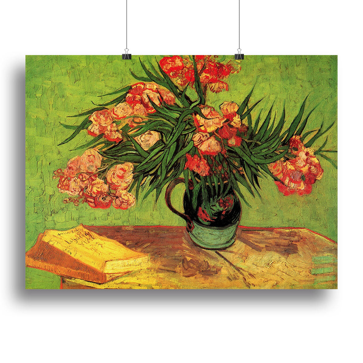 Still Life Vase with Oleanders and Books by Van Gogh Poster - Unframed
