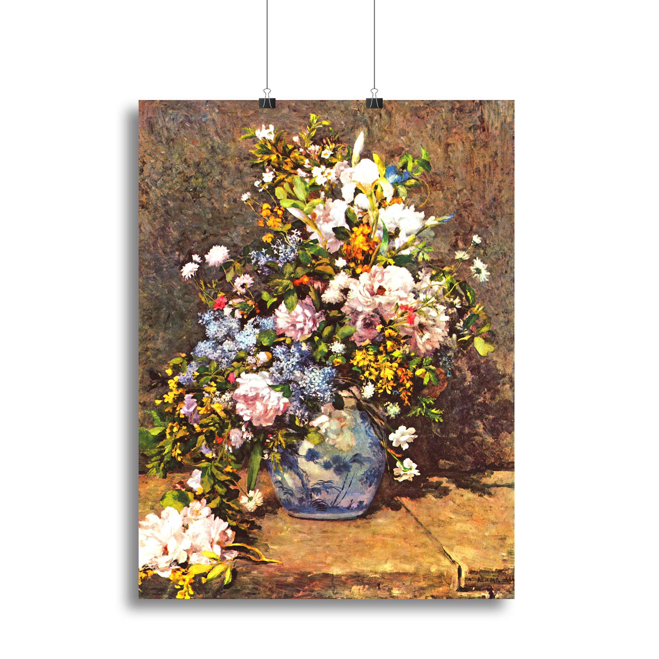 Still life with large vase by Renoir Poster - Unframed