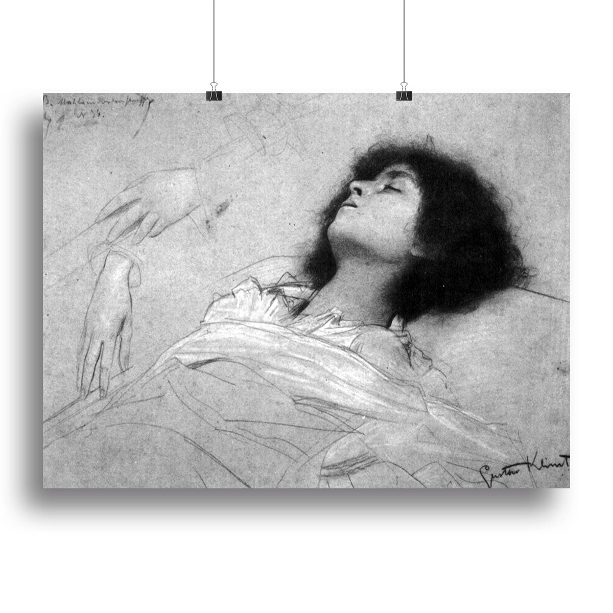 Study sheet with the upper body of a girl and sketches by Klimt Poster - Unframed