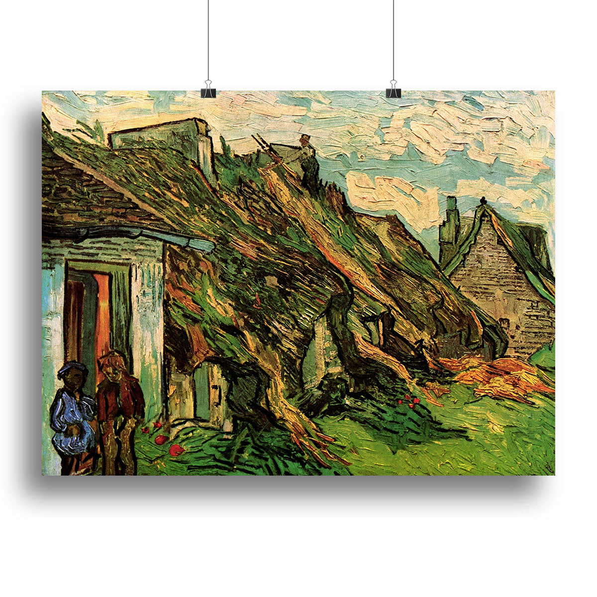 Thatched Sandstone Cottages in Chaponval by Van Gogh Poster - Unframed