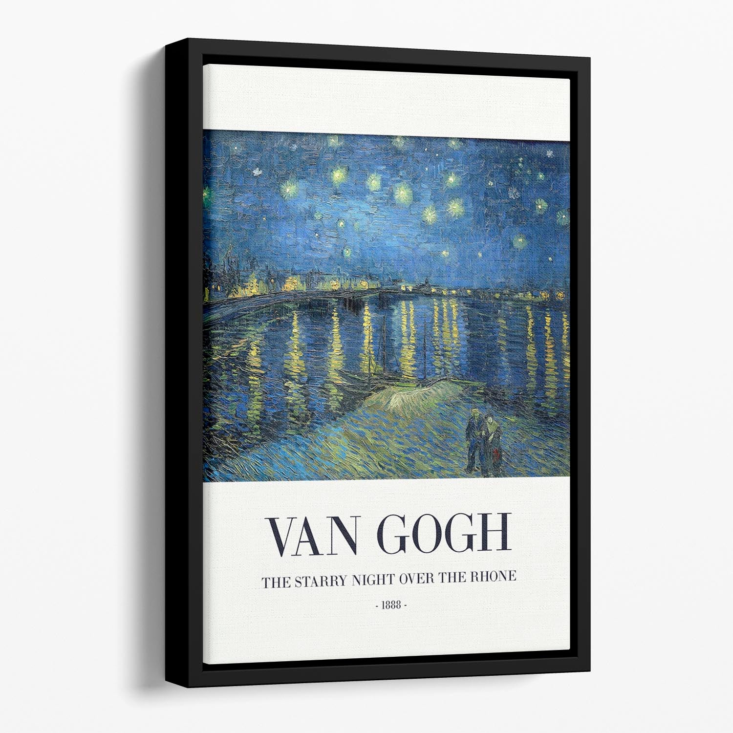 The Starry Night Over The Rhone Titled Floating Framed Canvas - Canvas Art Rocks - 1