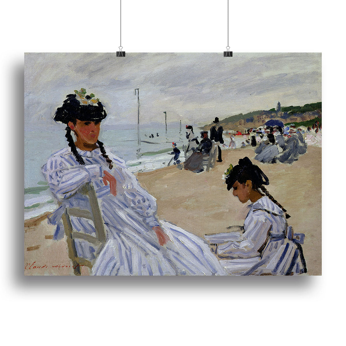 The beach at Trouville by Monet Poster - Unframed