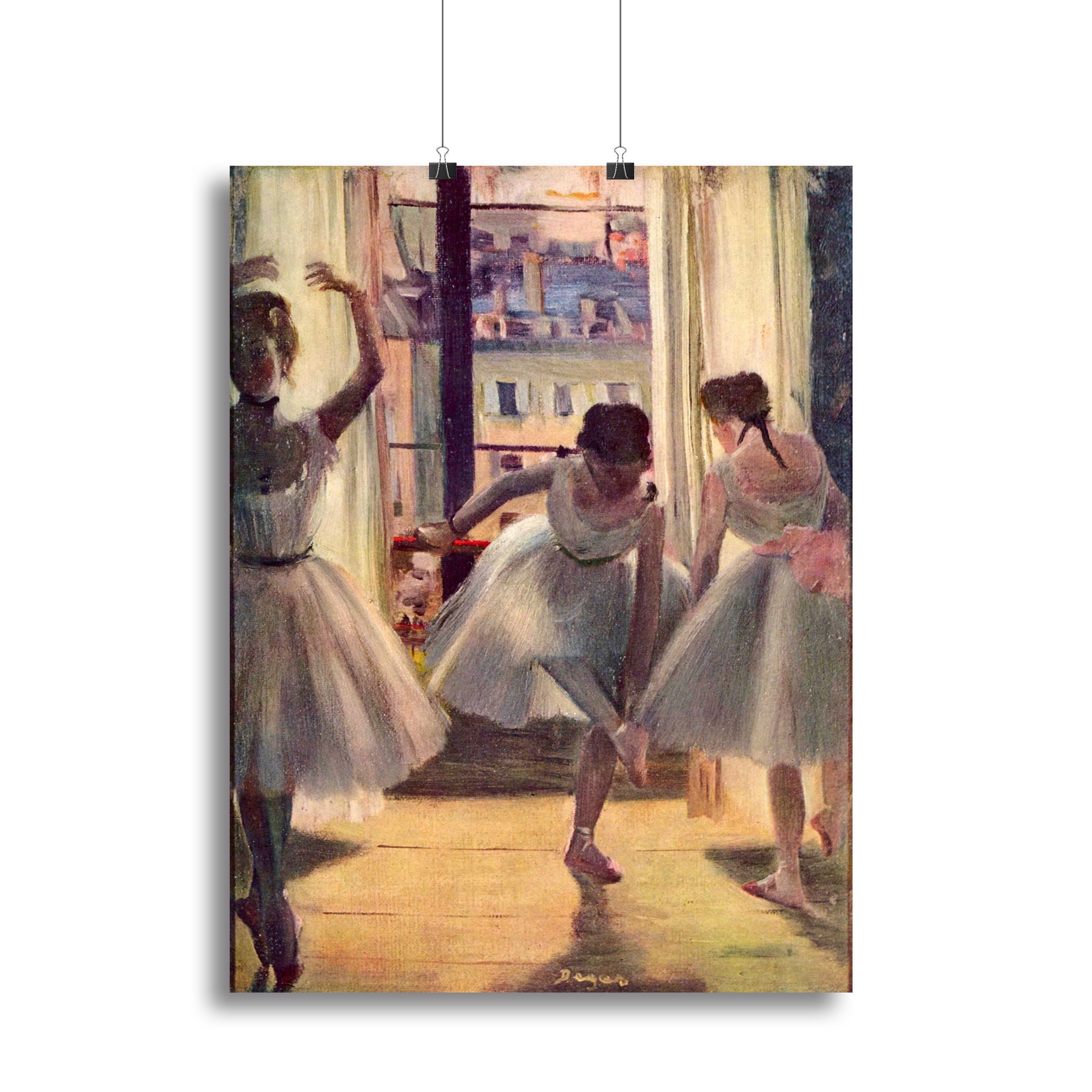Three dancers in a practice room by Degas Poster - Unframed