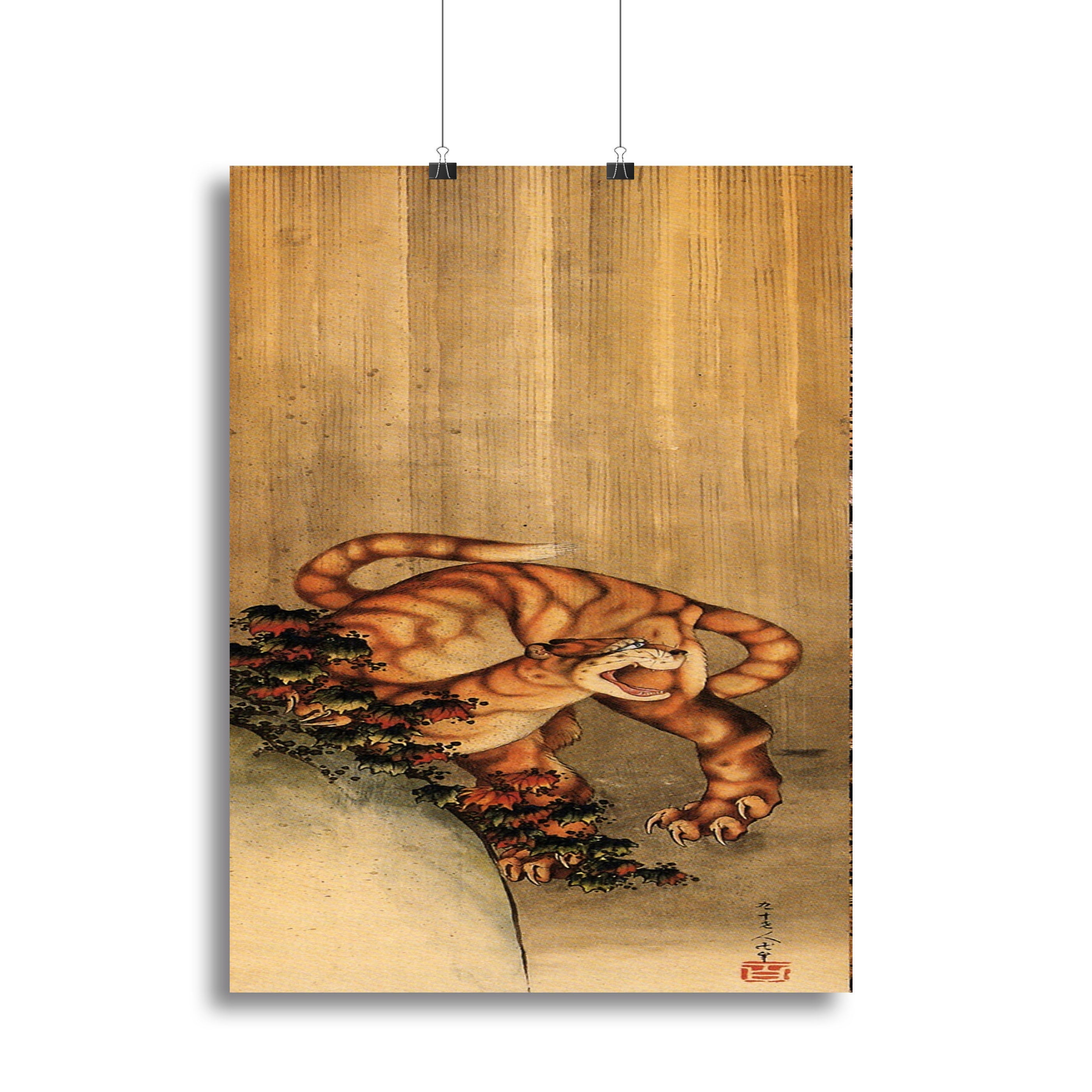 Tiger in the rain by Hokusai Poster - Unframed