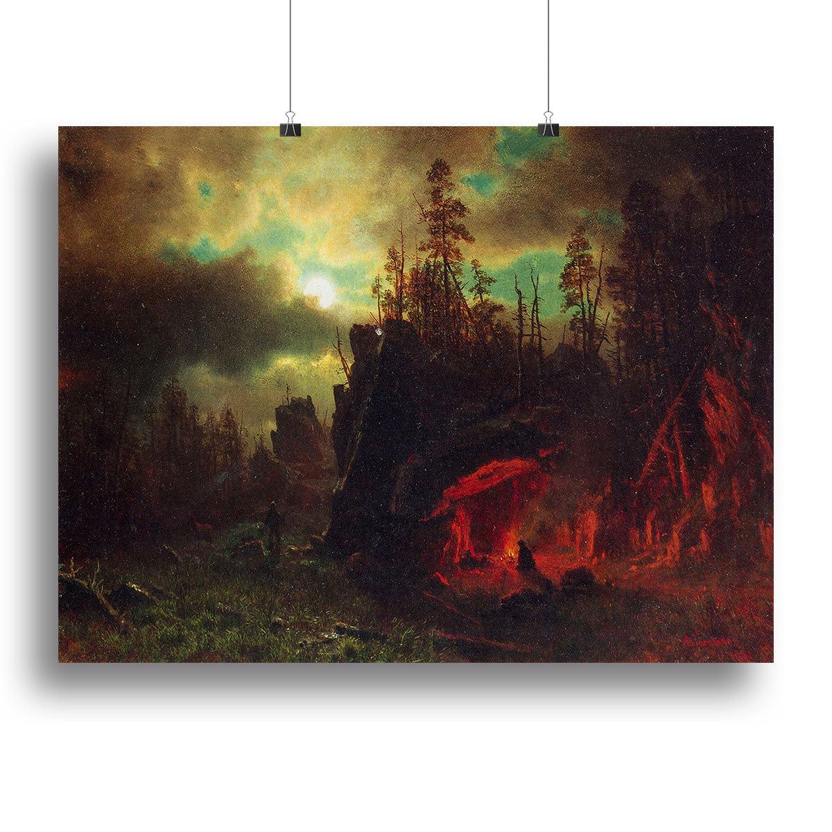 Trapper's camp by Bierstadt Poster - Unframed