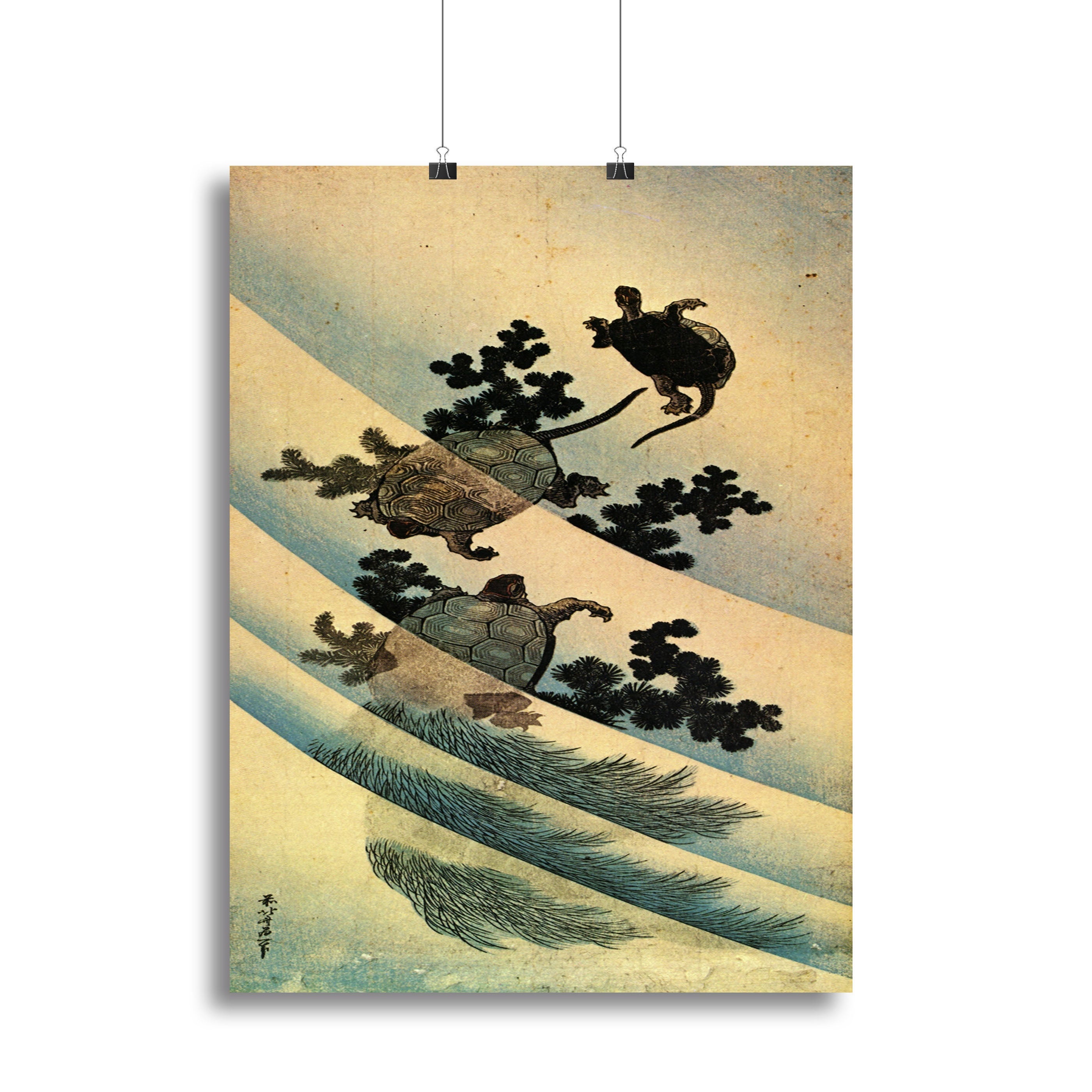 Turtles by Hokusai Poster - Unframed