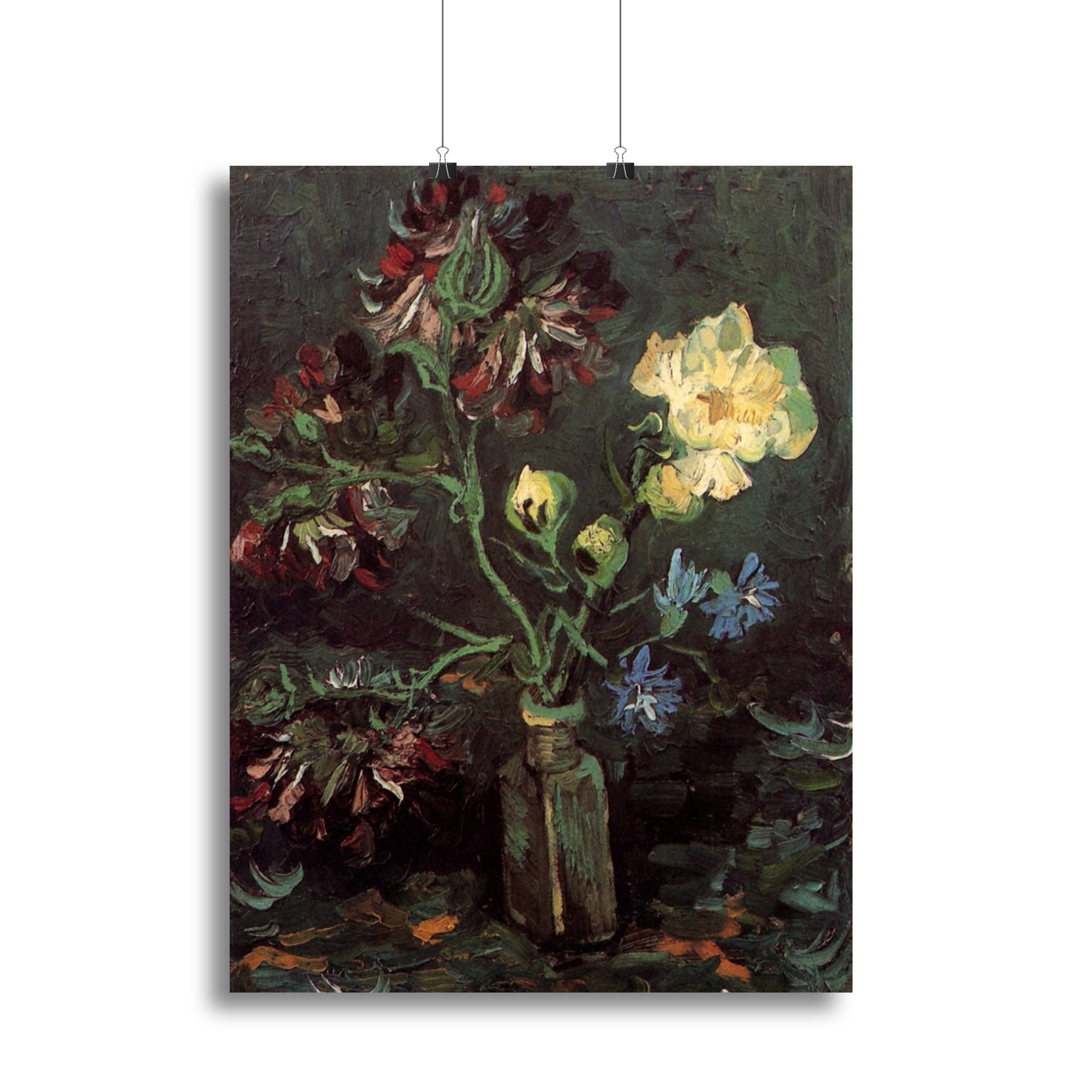 Vase with Myosotis and Peonies by Van Gogh Poster - Unframed