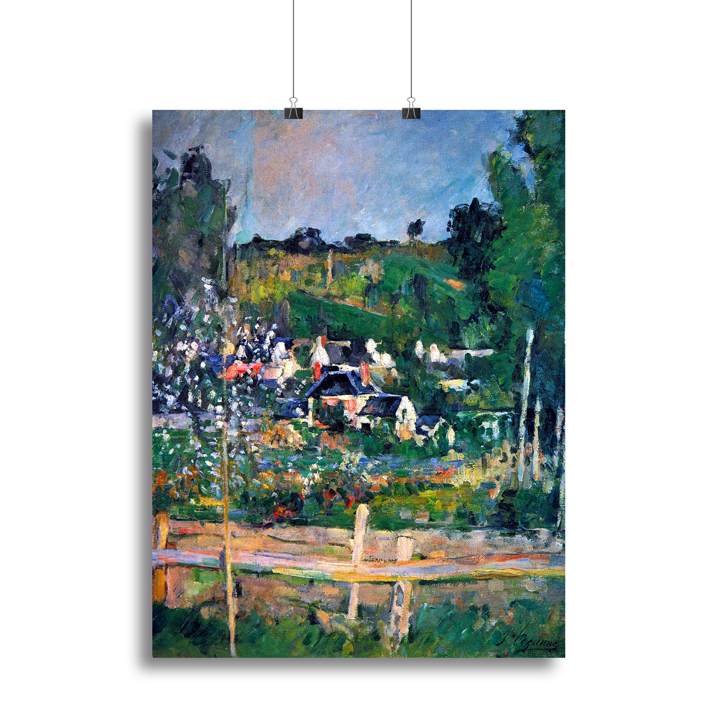 Village behind the view of Auvers-sur-Oise The Fence by Cezanne Poster - Unframed