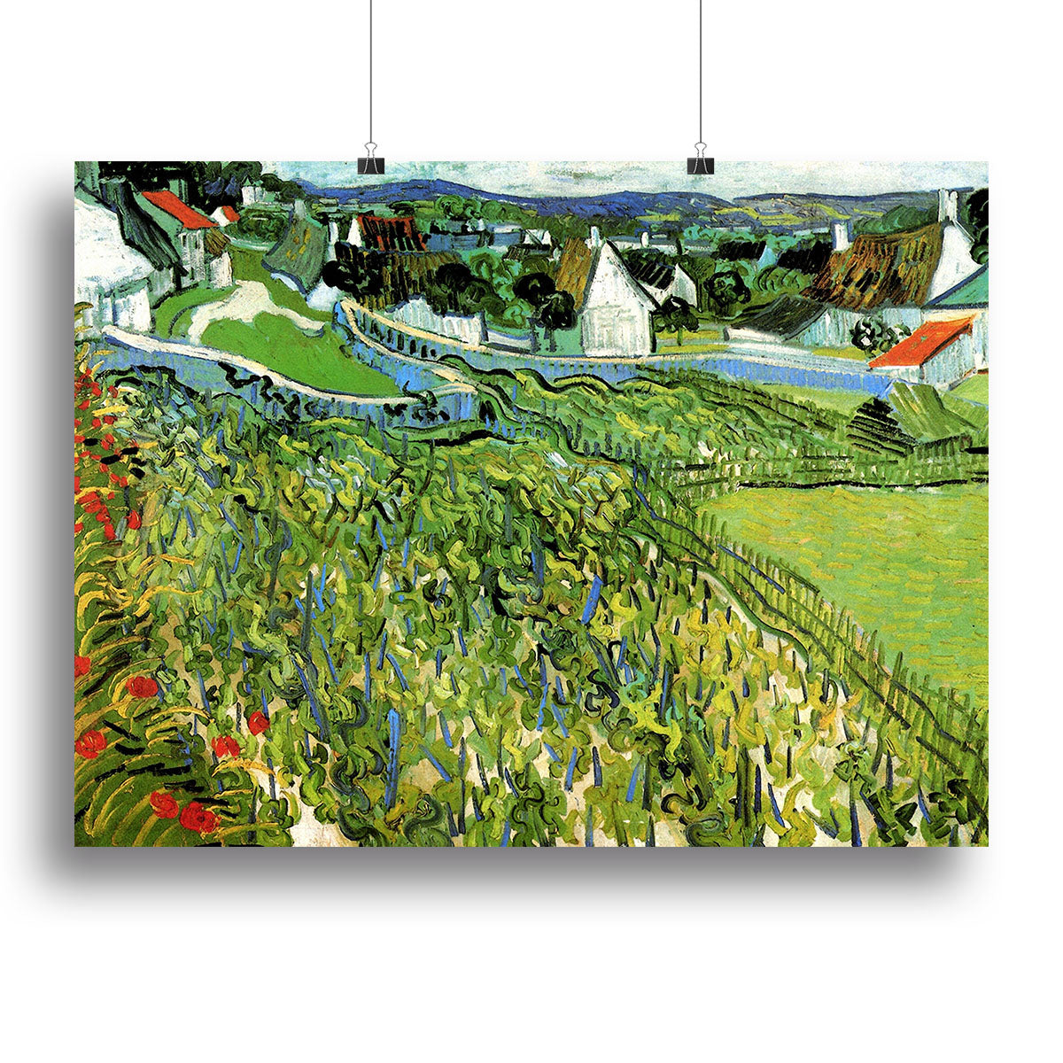 Vineyards with a View of Auvers by Van Gogh Poster - Unframed
